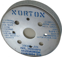 Norton - 6" Diam, 4" Hole Size, 1" Overall Thickness, 60 Grit, Type 2 Tool & Cutter Grinding Wheel - Medium Grade, Silicon Carbide, J Hardness, Vitrified Bond, 3,600 RPM - Exact Tooling