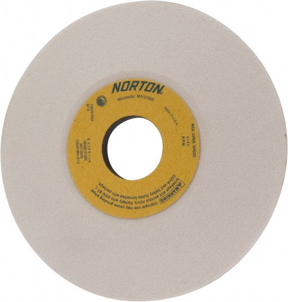 Norton - 6" Diam, 1-1/4" Hole Size, 1/2" Overall Thickness, 80 Grit, Type 12 Tool & Cutter Grinding Wheel - Medium Grade, Aluminum Oxide, K Hardness, Vitrified Bond, 4,140 RPM - Exact Tooling