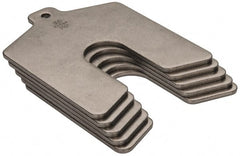 Made in USA - 5 Piece, 3 Inch Long x 3 Inch Wide x 0.1 Inch Thick, Slotted Shim Stock - Stainless Steel, 3/4 Inch Wide Slot - Exact Tooling