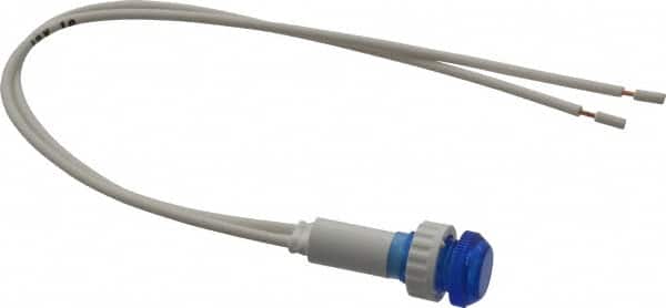 ACI - 12 V Blue Lens Indicating Light - Round Lens, Leads Connector, 31.6" OAL x 13.5" Wide - Exact Tooling