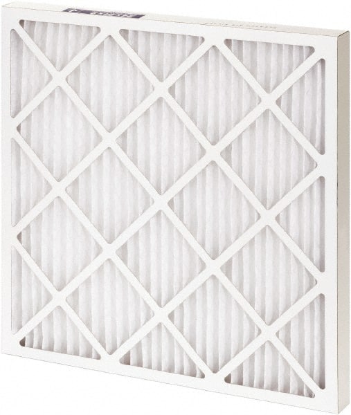 Made in USA - 12" Noml Height x 12" Noml Width x 1" Noml Depth, 35% Capture Efficiency, Wire-Backed Pleated Air Filter - MERV 8, Synthetic, Integrated Paperboard Frame, 300 Max FPM, 300 CFM, For Any Unit - Exact Tooling