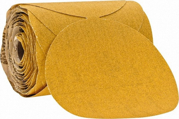 Norton - 6" Diam, 80 Grit Aluminum Oxide Adhesive PSA Disc - Coarse Grade, Gold, C Weighted Backing, Flexible - Exact Tooling