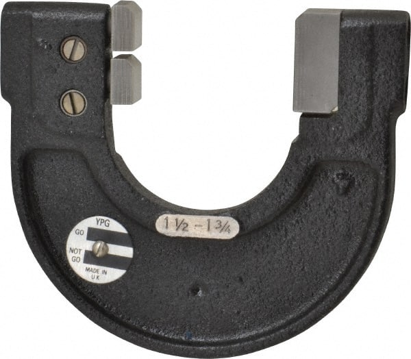 YPG - 1-1/2 to 1-3/4 Inch, Cast Iron 4x Frame Snap Gage - 0.001 Inch Graduation, Hardened Tool Steel Anvil - Exact Tooling