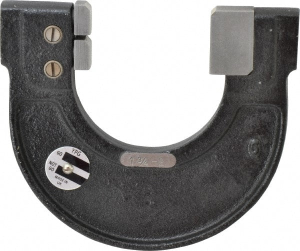 YPG - 1-3/4 to 2 Inch, Cast Iron 5 Frame Snap Gage - 0.001 Inch Graduation, Hardened Tool Steel Anvil - Exact Tooling