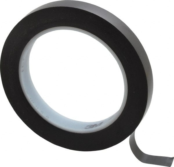 3M - Black Solid Color Vinyl Tape - 1/2" Wide x 108' Long x 5.2 mil Thick, General Traffic - Exact Tooling