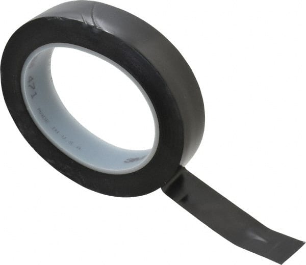3M - Black Solid Color Vinyl Tape - 1" Wide x 108' Long x 5.2 mil Thick, General Traffic - Exact Tooling