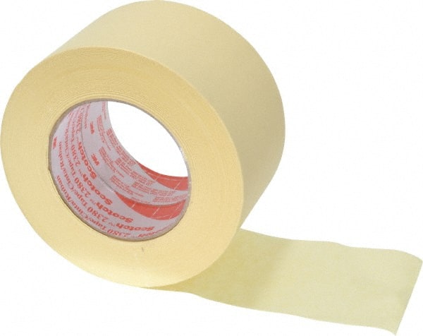 3M - 3" Wide x 60 Yd Long Tan Paper Masking Tape - Series 2380, 7.2 mil Thick, 28 In/Lb Tensile Strength - Exact Tooling