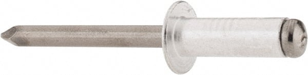 RivetKing - Size 88 Dome Head Aluminum Open End Blind Rivet - Steel Mandrel, 0.376" to 1/2" Grip, 1/2" Head Diam, 0.257" to 0.261" Hole Diam, 3/4" Length Under Head, 1/4" Body Diam - Exact Tooling