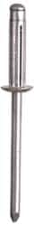 RivetKing - Dome Head Aluminum Peel Blind Rivet - Steel Mandrel, 1/8" to 0.197" Grip, 0.255" Head Diam, 0.129" Max Hole Diam, 0.394 to 0.433" Length Under Head, 1/8" Body Diam - Exact Tooling
