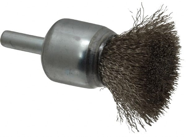 Anderson - 3/4" Brush Diam, Crimped, End Brush - 1/4" Diam Shank, 22,000 Max RPM - Exact Tooling