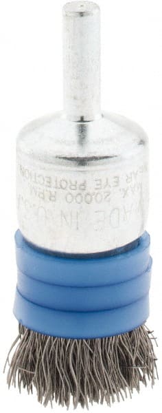 Anderson - 3/4" Brush Diam, Crimped, Flared End Brush - 1/4" Diam Shank, 20,000 Max RPM - Exact Tooling