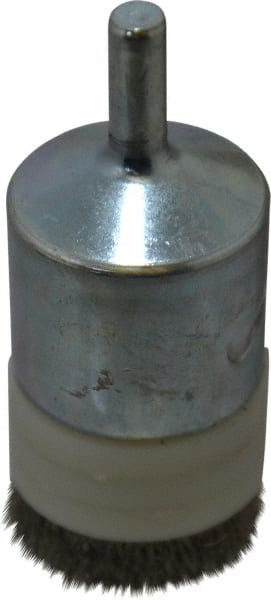 Anderson - 1" Brush Diam, Crimped, Flared End Brush - 1/4" Diam Shank, 10,000 Max RPM - Exact Tooling