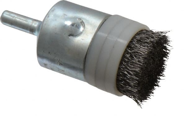 Anderson - 1" Brush Diam, Crimped, Flared End Brush - 1/4" Diam Shank, 10,000 Max RPM - Exact Tooling