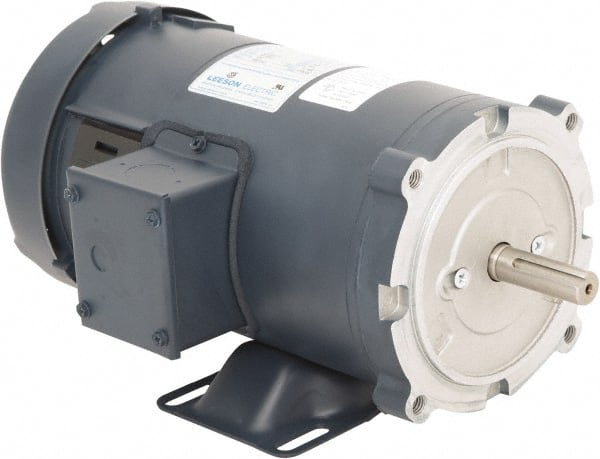 Leeson - 1 Max hp, 2,500 Max RPM, DC Electric AC DC Motor - 90 V Input, S56C Frame, 5/8" Shaft Diam, C-Face with Base Mount, TEFC Enclosure - Exact Tooling