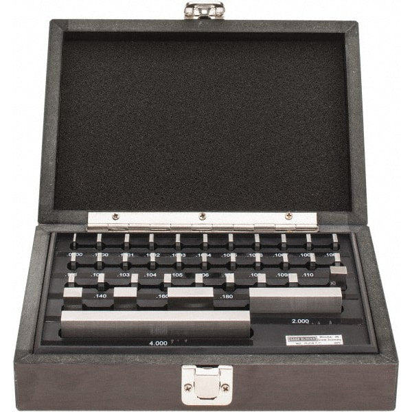Value Collection - 36 Piece, 0.05 to 4", Economy Grade, Steel Gage Block Set - Rectangular, 0.00005" Tolerance - Exact Tooling