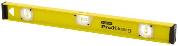 Stanley - 48" Long 3 Vial I-Beam Level - Aluminum, Yellow, 1 Level & 2 Plumb Vials - Exact Tooling