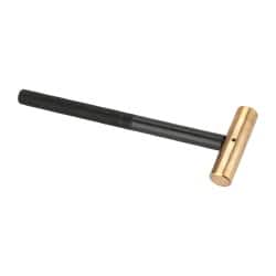 Value Collection - 3/8 Lb Nonsparking Brass Hammer - 8-1/8" OAL, 3/4" Face Diam, Aluminum Handle - Exact Tooling