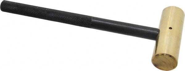Value Collection - 1 Lb Nonsparking Brass Hammer - 9-1/4" OAL, 1-1/8" Face Diam, Aluminum Handle - Exact Tooling