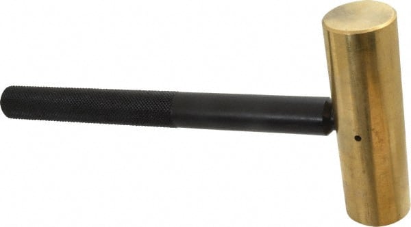 Value Collection - 2-1/2 Lb Nonsparking Brass Hammer - 10-3/8" OAL, 1-1/2" Face Diam, Aluminum Handle - Exact Tooling