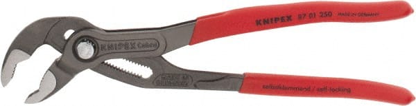 Knipex - 10" OAL, 2" Max Capacity, 25 Position Water Pump Tongue & Groove Pliers - Standard V-Jaws, Standard Head, Nonslip Plastic Handles - Exact Tooling