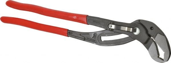 Knipex - 16" OAL, 3-1/2" Max Capacity, 27 Position Water Pump Tongue & Groove Pliers - Standard V-Jaws, Standard Head, Plastic Coated Handles - Exact Tooling