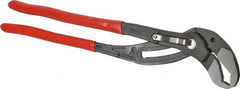 Knipex - 16" OAL, 3-1/2" Max Capacity, 27 Position Water Pump Tongue & Groove Pliers - Standard V-Jaws, Standard Head, Plastic Coated Handles - Exact Tooling