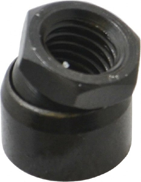 TE-CO - 5/8-11, 1" Pad Diam, Uncoated Bottom, Steel Toggle Pad - 9/16 Depth, 1-1/16" OAL, 7/8" Width Across Flats, Black Oxide Coated, Grade 12L14, 10° Swivel Angle - Exact Tooling