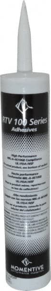Momentive Performance Materials - 10.1 oz Tube Silver RTV Silicone Joint Sealant - 400°F Max Operating Temp, 20 min Tack Free Dry Time, 24 hr Full Cure Time, Series RTV100 - Exact Tooling
