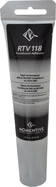 Momentive Performance Materials - 2.8 oz Tube Clear RTV Silicone Joint Sealant - 204.44°F Max Operating Temp, 20 min Tack Free Dry Time, 24 hr Full Cure Time, Series RTV100 - Exact Tooling