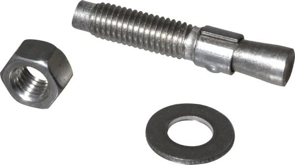 Red Head - 1/2" Diam, 1/2" Drill, 2-3/4" OAL, 2" Min Embedment Wedge Expansion Concrete Anchor - 304 Stainless Steel, Hex Nut Head, Hex Drive, 1-1/4" Thread Length - Exact Tooling