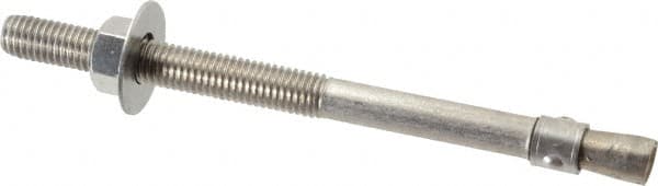 Red Head - 1/2" Diam, 1/2" Drill, 7" OAL, 3-3/16" Min Embedment Wedge Expansion Concrete Anchor - 304 Stainless Steel, Hex Nut Head, Hex Drive, 3-1/2" Thread Length - Exact Tooling