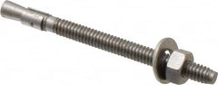 Red Head - 1/4" Diam, 1/4" Drill, 3-1/4" OAL, 3-3/16" Min Embedment Wedge Expansion Concrete Anchor - 304 Stainless Steel, Hex Nut Head, Hex Drive, 2-1/4" Thread Length - Exact Tooling