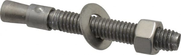 Red Head - 3/8" Diam, 3/8" Drill, 3" OAL, 2" Min Embedment Wedge Expansion Concrete Anchor - 304 Stainless Steel, Hex Nut Head, Hex Drive, 1-3/4" Thread Length - Exact Tooling