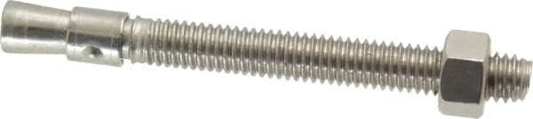 Red Head - 3/8" Diam, 3/8" Drill, 3-3/4" OAL, 3/4" Min Embedment Wedge Expansion Concrete Anchor - 304 Stainless Steel, Hex Nut Head, Hex Drive, 2-1/2" Thread Length - Exact Tooling