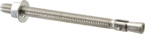 Red Head - 3/8" Diam, 3/8" Drill, 5" OAL, 3/4" Min Embedment Wedge Expansion Concrete Anchor - 304 Stainless Steel, Hex Nut Head, Hex Drive, 3-3/4" Thread Length - Exact Tooling