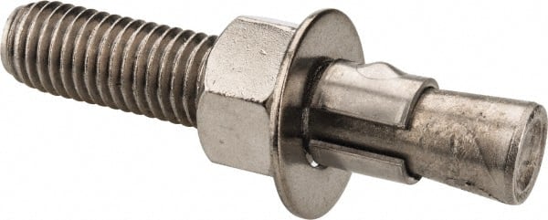Red Head - 5/8" Diam, 5/8" Drill, 3-1/2" OAL, 5/8" Min Embedment Wedge Expansion Concrete Anchor - 304 Stainless Steel, Hex Nut Head, Hex Drive, 1-3/4" Thread Length - Exact Tooling