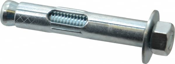 Red Head - 1/2" Diam, 1/2" Drill, 3" OAL, 1-5/8" Min Embedment Sleeve Concrete Anchor - Steel, Zinc-Plated Finish, Hex Nut Head, Hex Drive - Exact Tooling