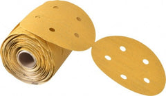 Norton - 5" Diam, 100 Grit Aluminum Oxide Adhesive PSA Disc - Medium Grade, Gold, C Weighted Backing, Flexible - Exact Tooling