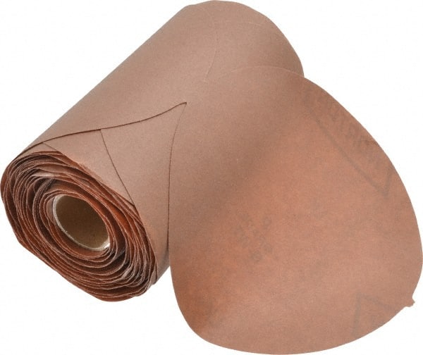 Norton - 5" Diam, 220 Grit Aluminum Oxide Adhesive PSA Disc - Fine Grade, Brown, B Weighted Backing, Flexible - Exact Tooling
