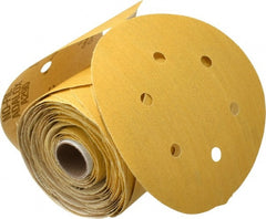 Norton - 6" Diam, 120 Grit Aluminum Oxide Adhesive PSA Disc - Medium Grade, Gold, C Weighted Backing, Flexible - Exact Tooling