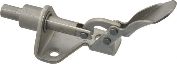 De-Sta-Co - 100 Lb Load Capacity, Flanged Base, Stainless Steel, Standard Straight Line Action Clamp - 3 Mounting Holes, 0.17" Mounting Hole Diam, 1/4" Plunger Diam, Thumb Handle - Exact Tooling