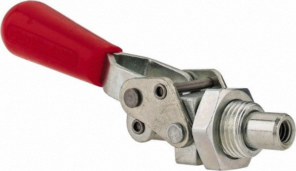 De-Sta-Co - 200 Lb Load Capacity, Mounting Plate Base, Carbon Steel, Standard Straight Line Action Clamp - 0.39" Plunger Diam, Straight Handle - Exact Tooling