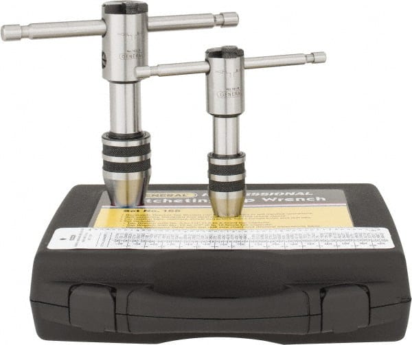General - #0 to 1/2" Tap Compatibility, T-Handle, Ratcheting, Tap Wrench Set - 3-3/4" Overall Length - Exact Tooling