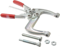 De-Sta-Co - 5337.87 N Load Capacity, 2.56" Throat Depth, 9.15" OAL, Carbon Steel, C Style Plier Clamp - 5.98" Max Jaw Capacity, M10x1.5 Spindle, 5.98" Open Throat Height, Red Handle, Spindle End - Exact Tooling