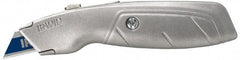 Irwin - Retractable Utility Knife - 2-1/4" Blade, Silver Aluminum Handle, 1 Blade Included - Exact Tooling