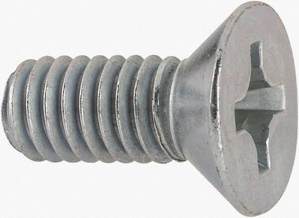 Value Collection - 5/16-18 UNC, 3/4" OAL Phillips Drive Machine Screw - Flat Head, Grade J82 Steel, Zinc-Plated Finish, Without Washer - Exact Tooling