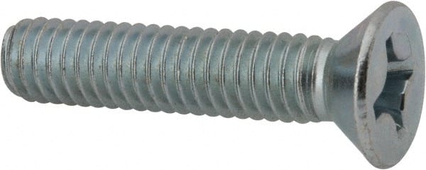 Value Collection - 5/16-18 UNC, 1-1/2" OAL Phillips Drive Machine Screw - Flat Head, Grade J82 Steel, Zinc-Plated Finish, Without Washer - Exact Tooling