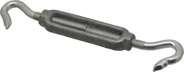 Made in USA - 112 Lb Load Limit, 5/16" Thread Diam, 2-9/16" Take Up, Aluminum Hook & Hook Turnbuckle - 3-7/16" Body Length, 7/32" Neck Length, 6-3/4" Closed Length - Exact Tooling