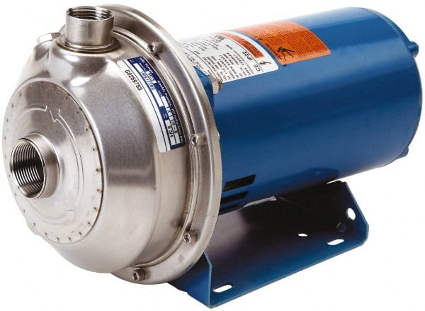 Goulds Pumps - TEFC Motor, 208-230/460 Volt, 3.4/1.7 Amp, 3 Phase, 3/4 HP, 3500 RPM, 316L Stainless Steel Straight Pump - 1-1/4 Inch Inlet, 1 Inch Outlet, 48 Max Head psi, 316L Stainless Steel Impeller, Carbon Ceramic Buna Seal, 95 Ft. Shut Off - Exact Tooling