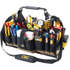 CLC - 43 Pocket Black & Khaki Polyester Tool Tote - 12" Wide x 2-1/2" Deep x 7" High - Exact Tooling